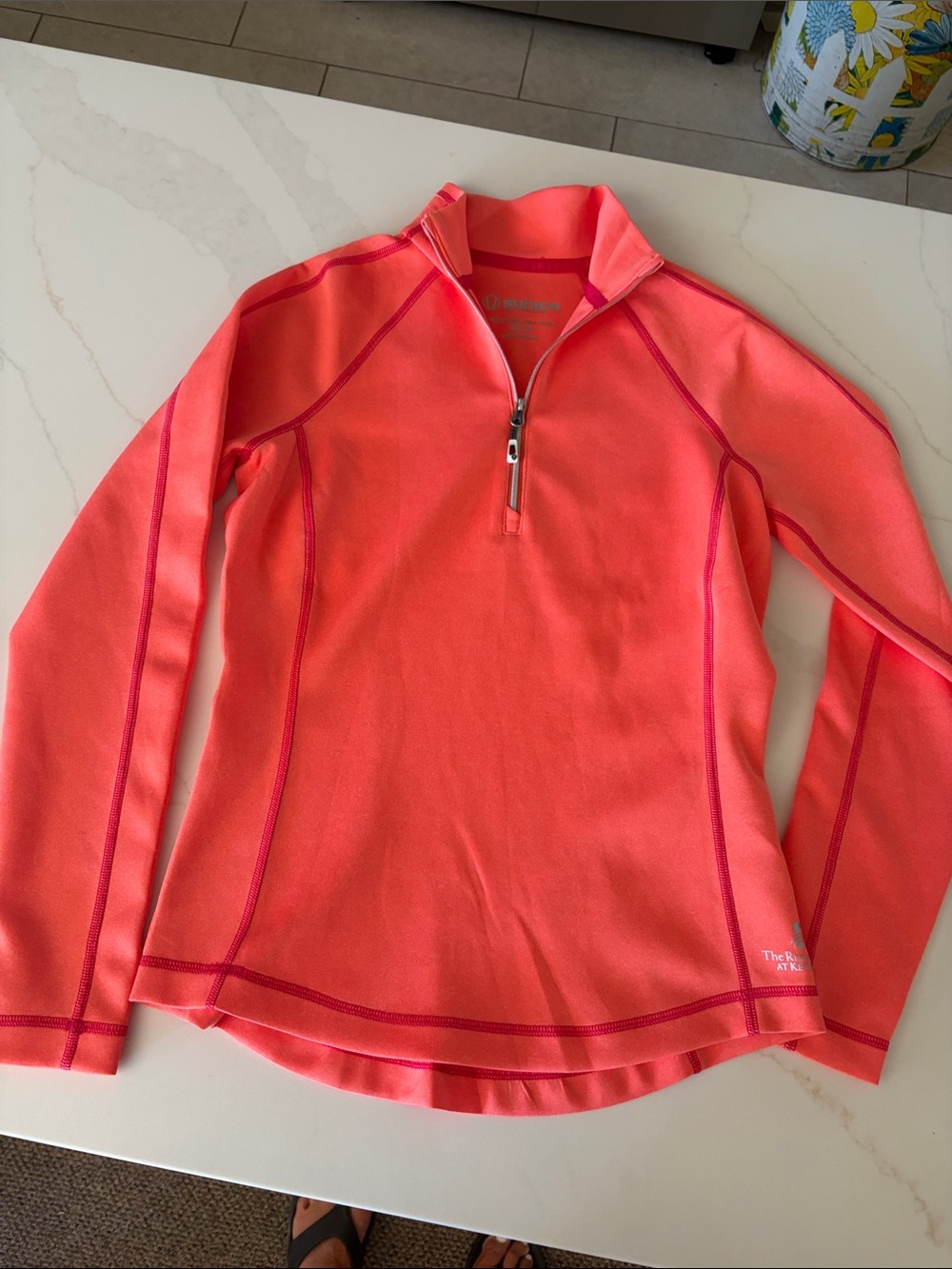 Sunice Coral-Pink Quarter Zip Pullover